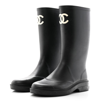 Chanel Caoutchouk CC High Boots 38 Black 3 of 19