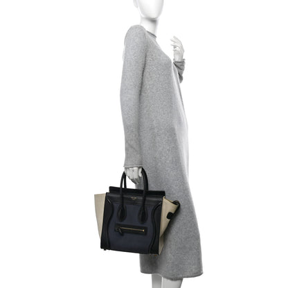 Celine Canvas Smooth Calfskin Micro Tri-Color Luggage Navy Blue 2 of 13