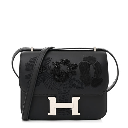 Hermes Swift Dancing Flowers Embroidered Constance 18 Black 1 of 13