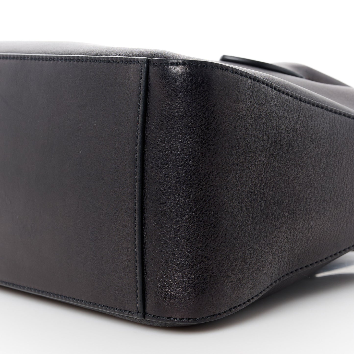 Polished Saddle Calfskin E/W Top Handle Bag Black