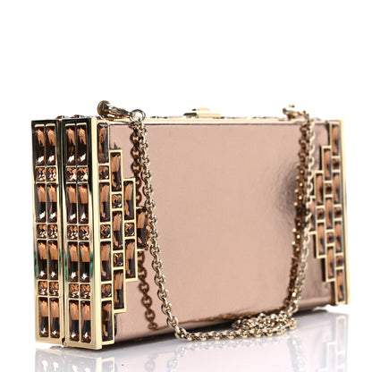 Judith Leiber Metallic Calfskin Box Clutch With Chain Gold 2 of 7