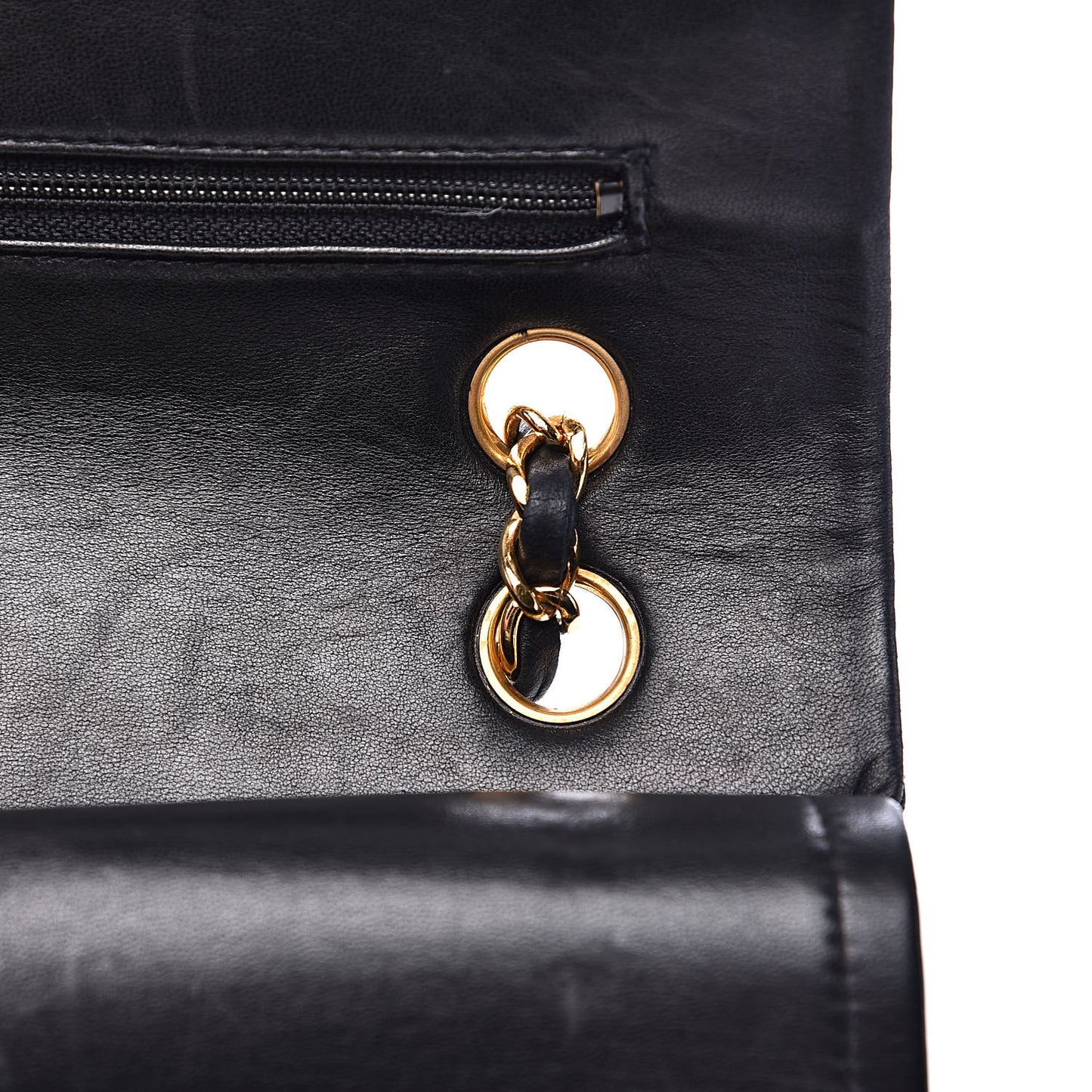 Lambskin Quilted Medium Double Flap Black