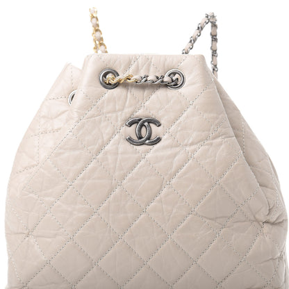 Chanel Aged Calfskin Quilted Gabrielle Backpack Beige 7 of 10