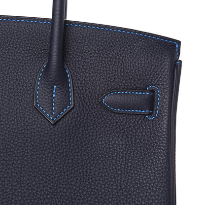 Hermes Togo Horseshoe Birkin 30 Bleu Nuit Bleu Hydra 18 of 30