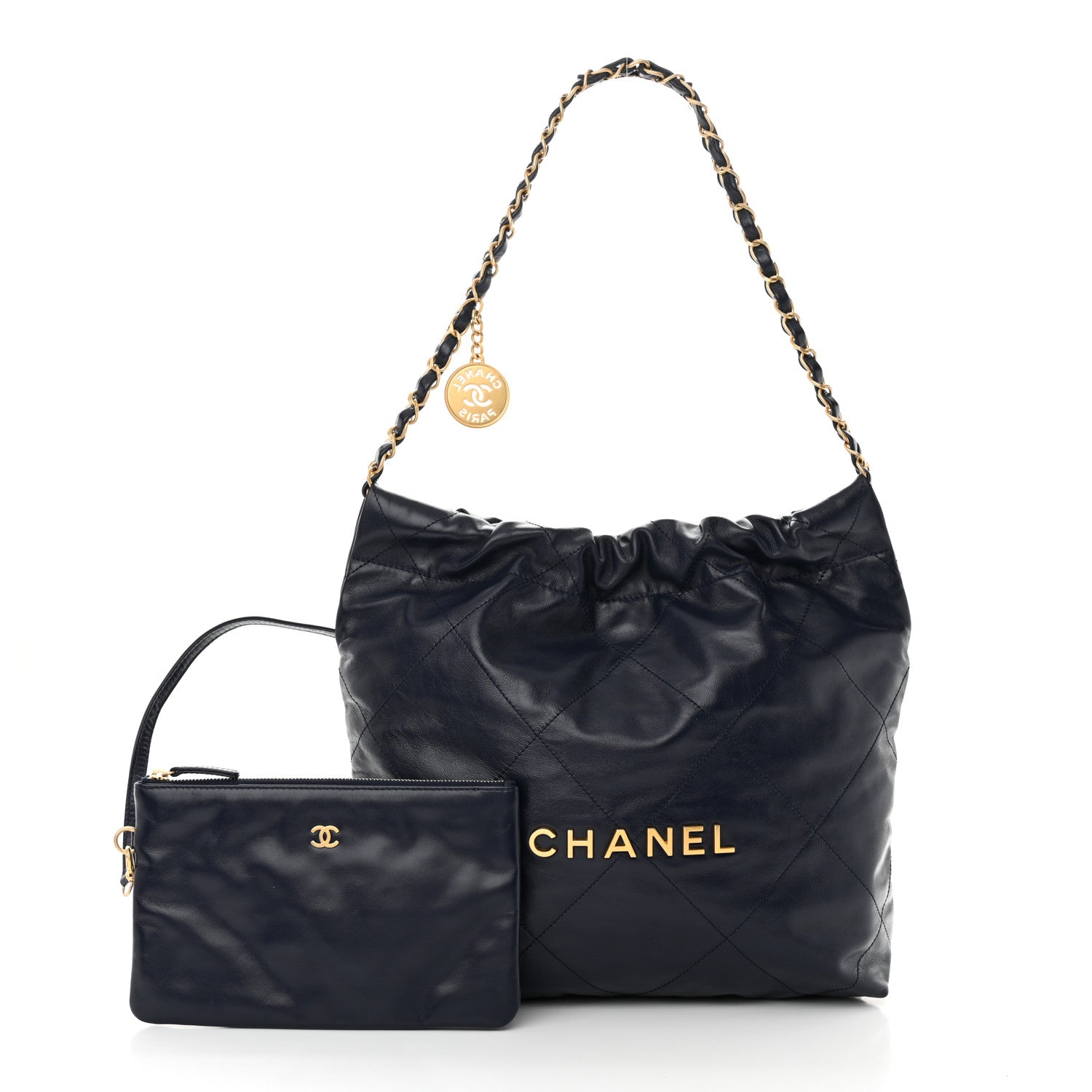 Chanel Shiny Calfskin Quilted Small Chanel 22 Navy 3 of 12