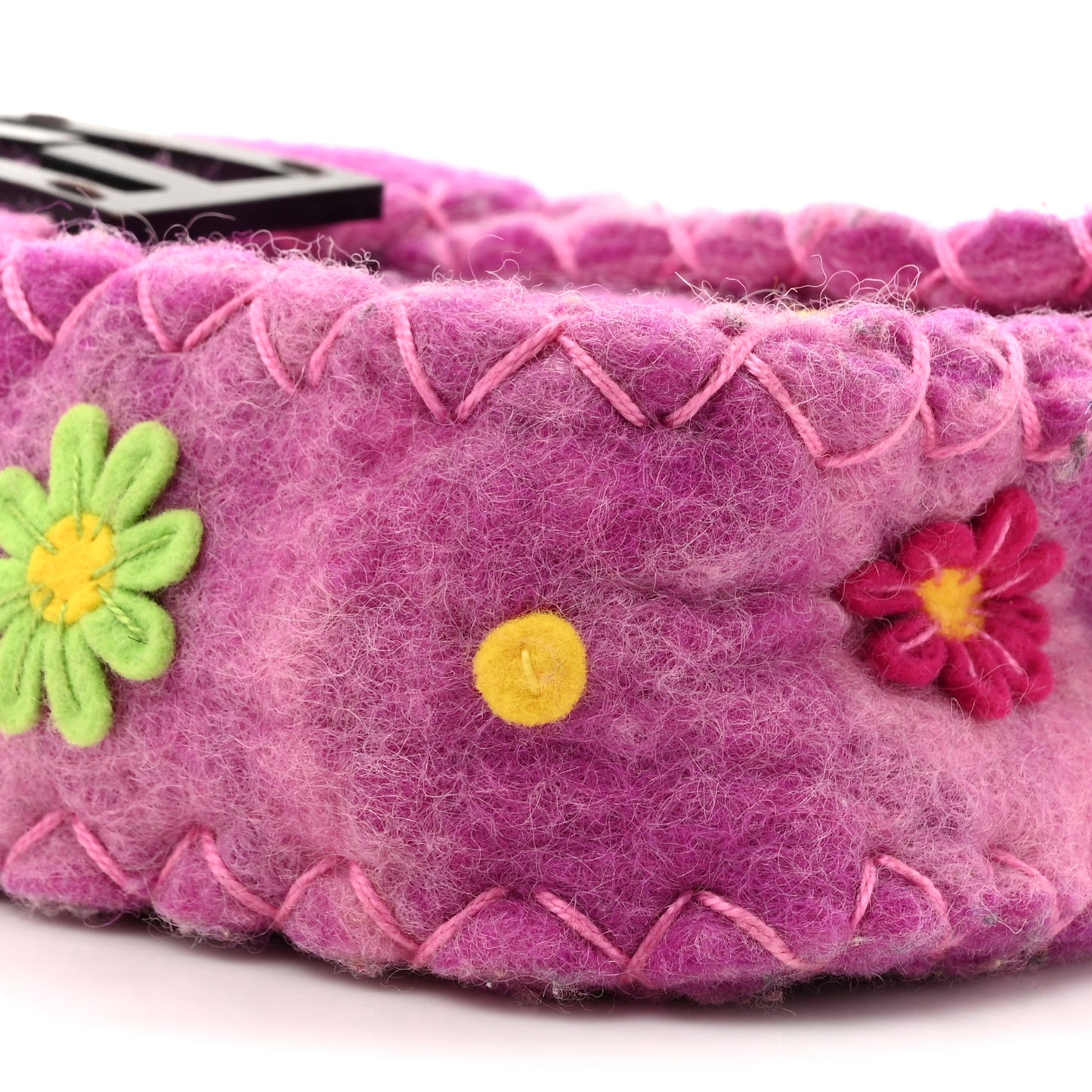 Felt Flower Applique Baguette Pink Multicolor