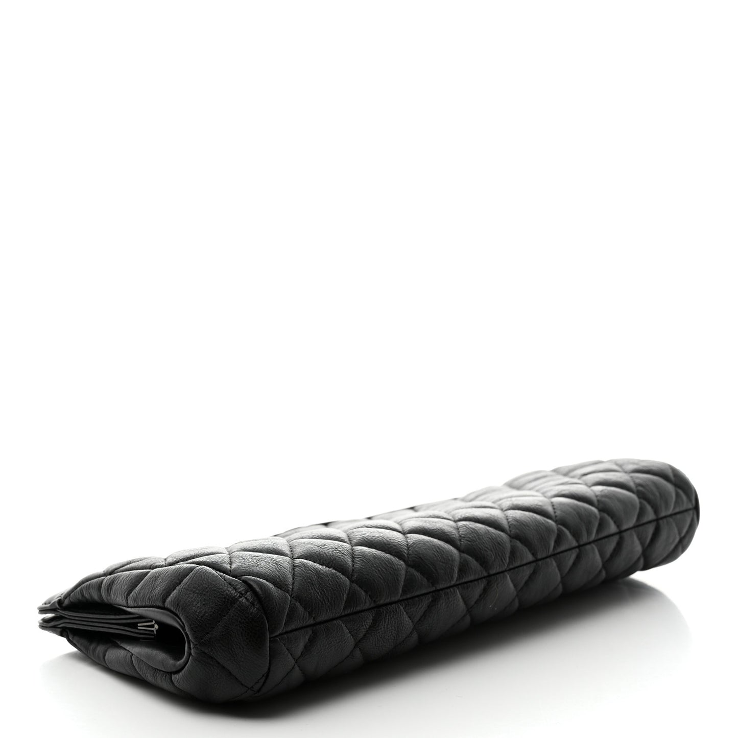 Crumpled Calfskin Quilted Clutch So Black