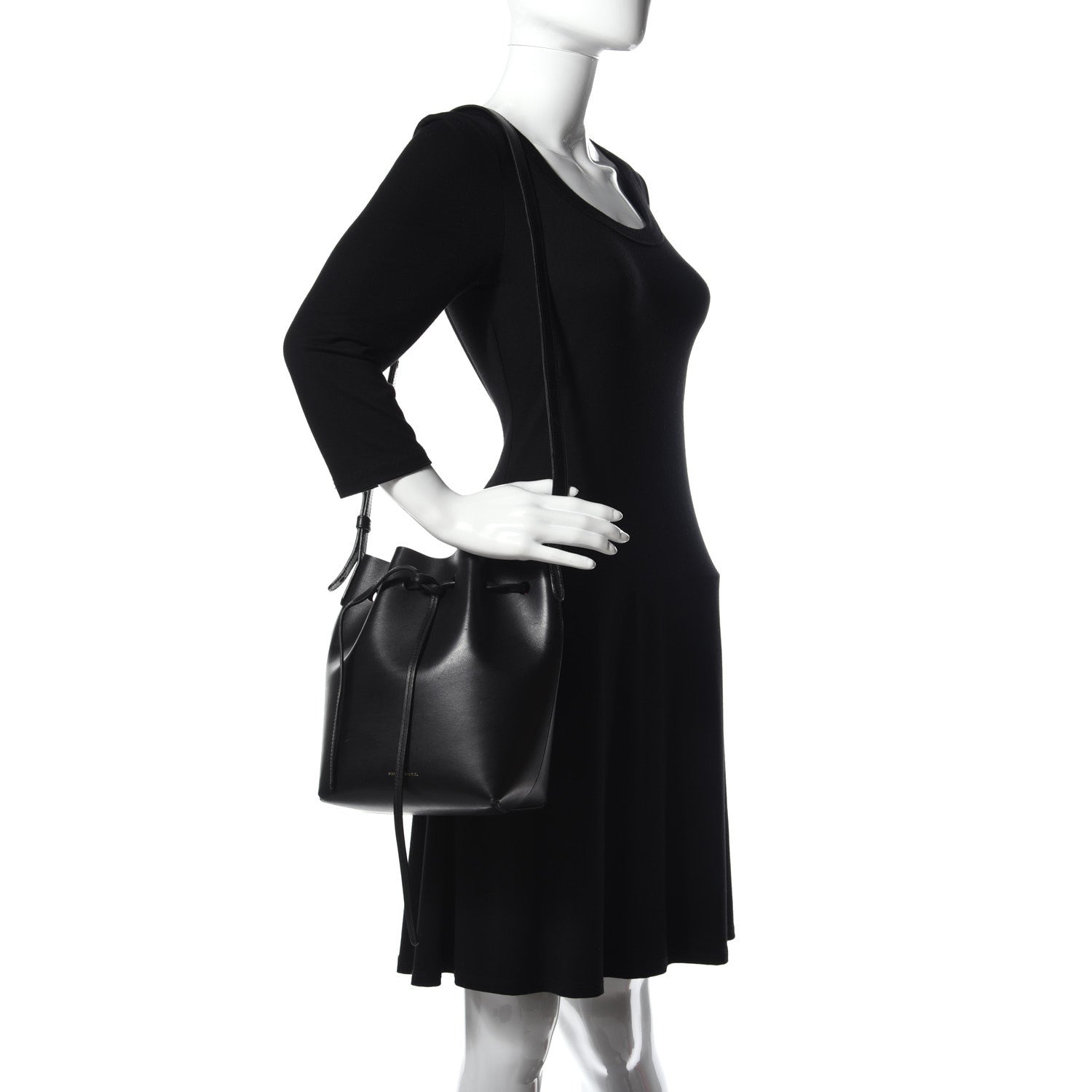 Mansur Gavriel Vegetable Tanned Calfskin Mini Bucket Bag Black Flamma 2 of 9