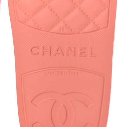 Chanel Rubber CC Flat Slide Sandals 39 Orange Pink 7 of 8