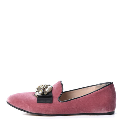 Gucci Velvet Etoile Pearl Embellished Loafers 38 Tibet Red 1 of 12