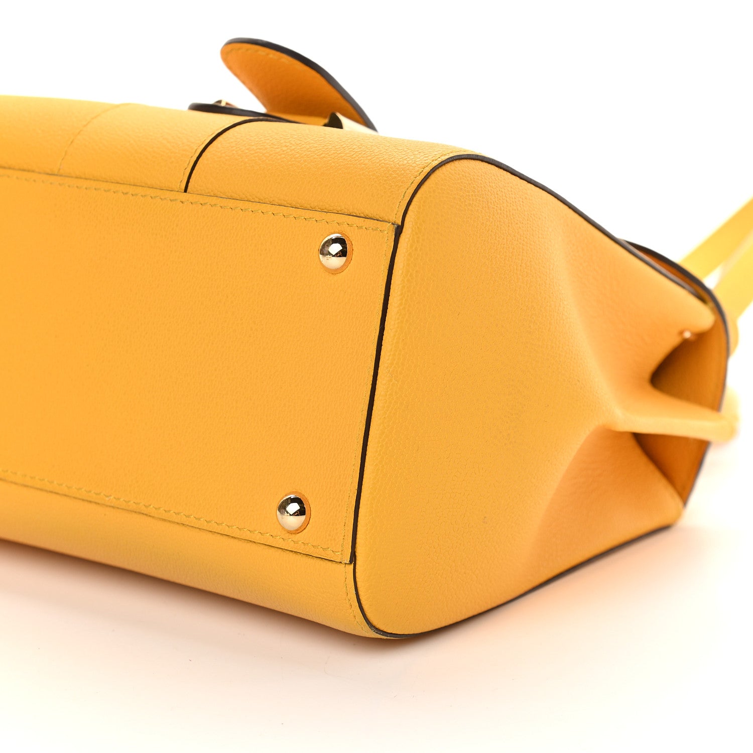 Delvaux Grained Calfskin Mini Brillant Satchel Yellow 9 of 9