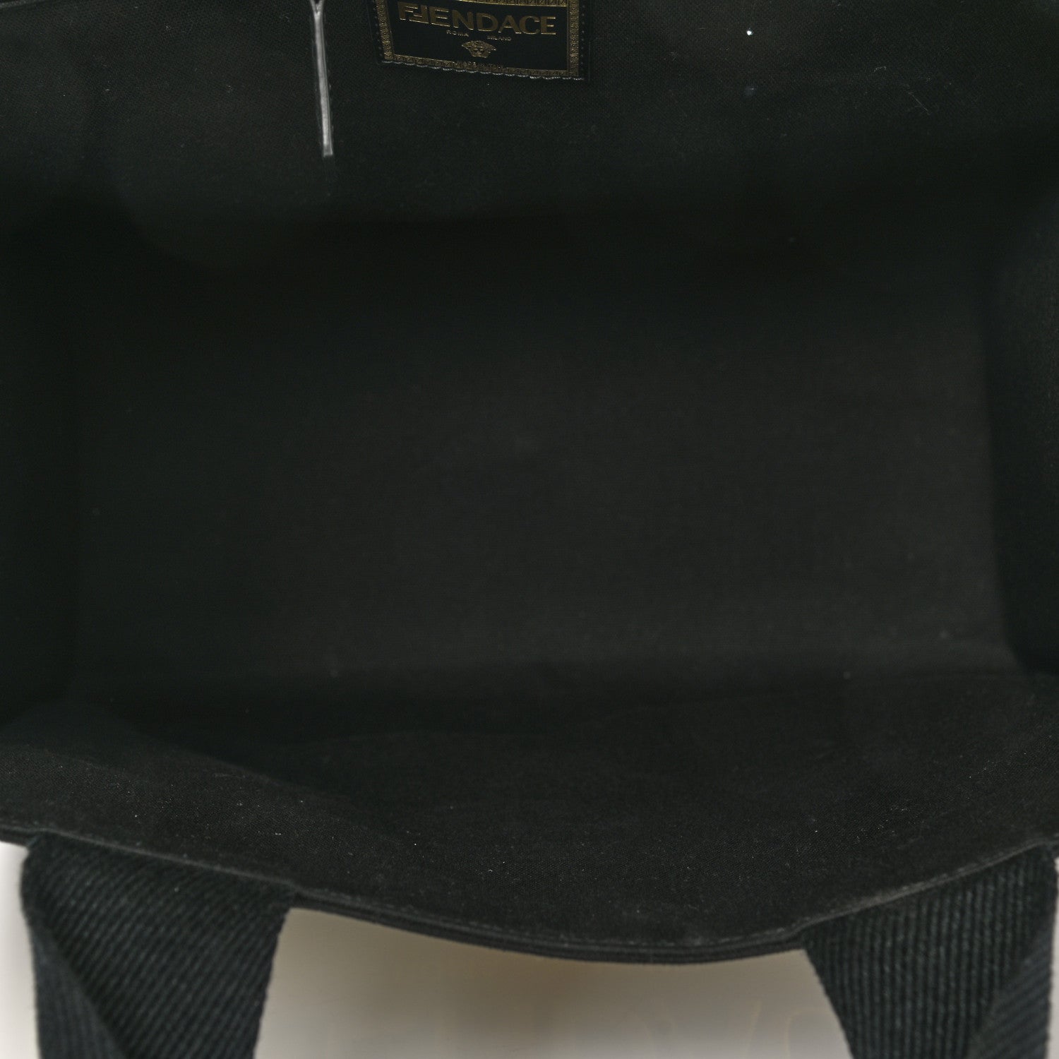 Fendi X VERSACE Cotton Canvas Cuoio Romano Fendace Logo Embroidered Signature Shopping Tote Black Gold 5 of 11