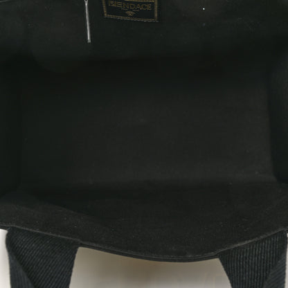 Fendi X VERSACE Cotton Canvas Cuoio Romano Fendace Logo Embroidered Signature Shopping Tote Black Gold 5 of 11