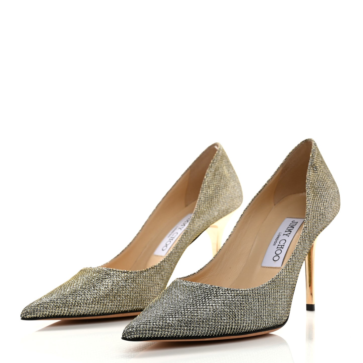 Lame Glitter Pointy Toe Romy 100 Pumps 36.5 Light Bronze