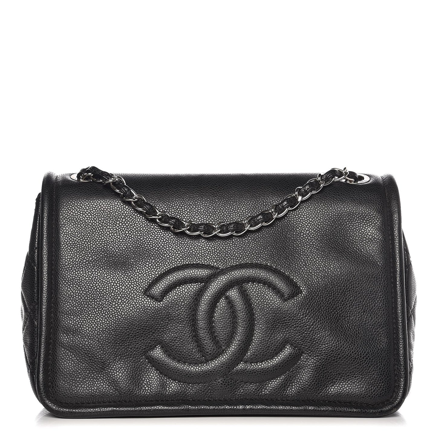 Caviar Large Timeless CC Flap Black