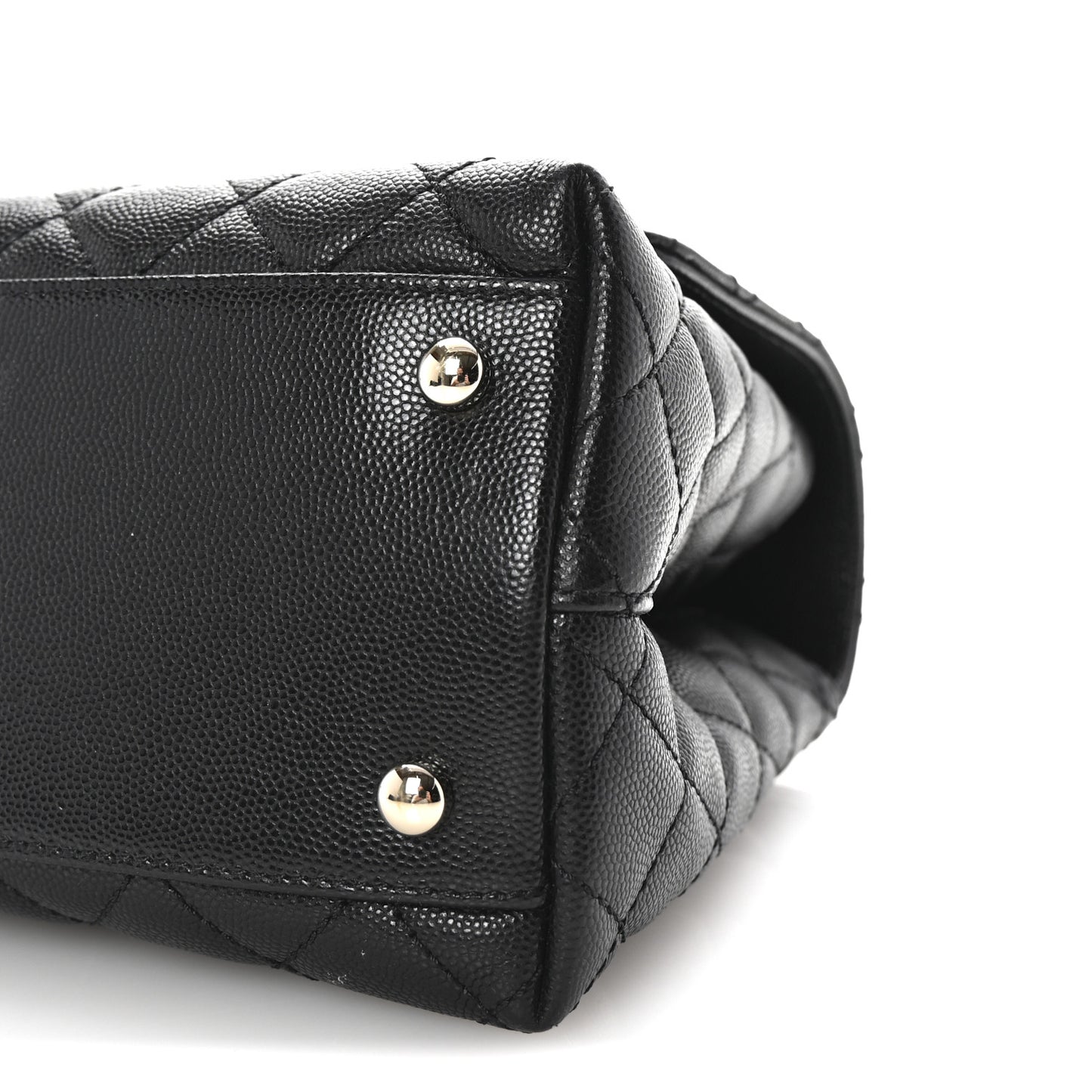 Caviar Quilted Small Coco Handle Flap Black