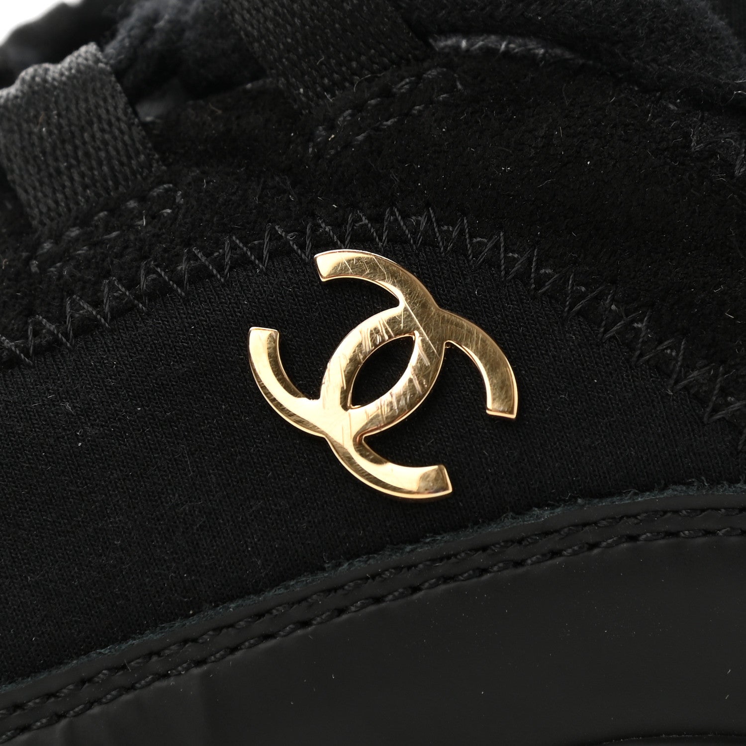 Chanel Velvet Calfskin Mixed Fibers CC Sneakers 38 Black 13 of 14