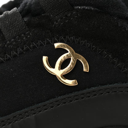 Chanel Velvet Calfskin Mixed Fibers CC Sneakers 38 Black 13 of 14