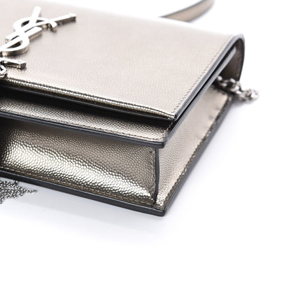 Saint Laurent Grain De Poudre Classic Monogram Kate Tassel Chain Wallet Piombo 7 of 7