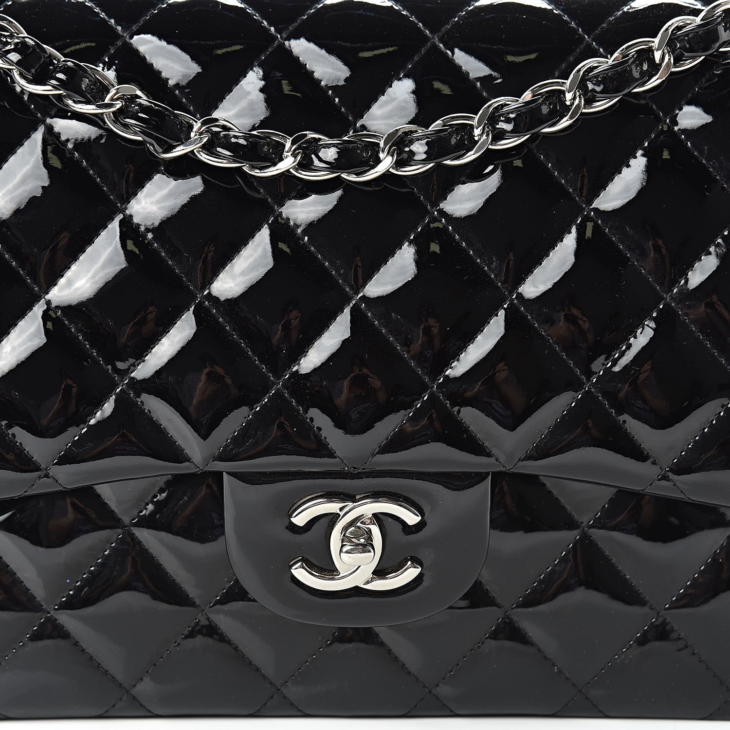 Chanel Patent Quilted Jumbo Double Flap Black 8 of 17