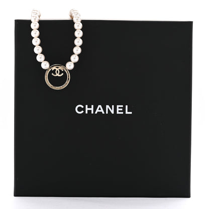 Chanel Pearl CC Round Long Necklace Gold White 6 of 6