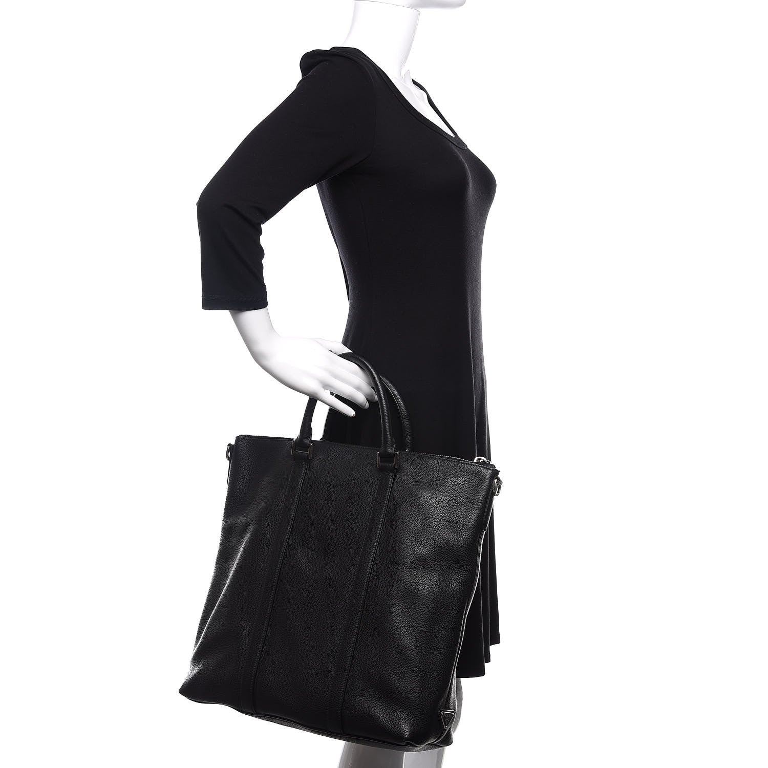 Prada Vitello Daino Tote Black 2 of 10