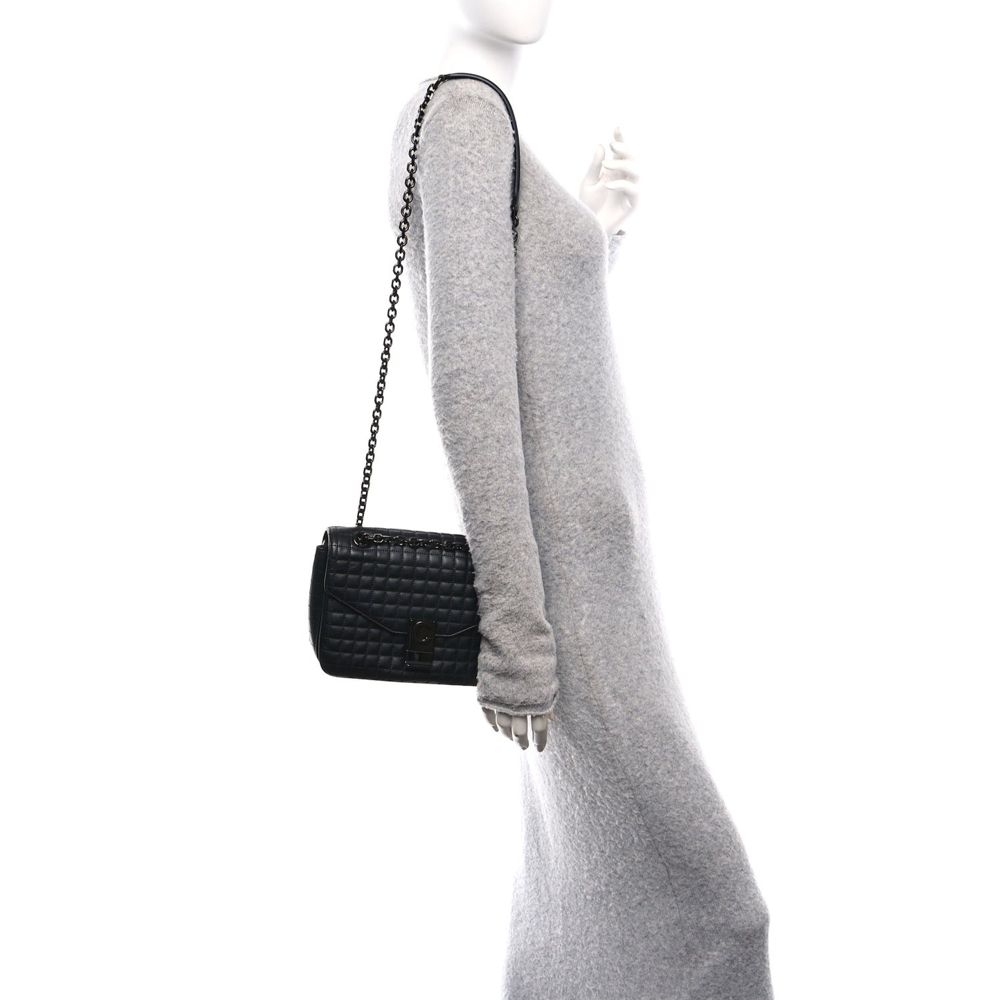 Calfskin Quilted Medium C Bag Black