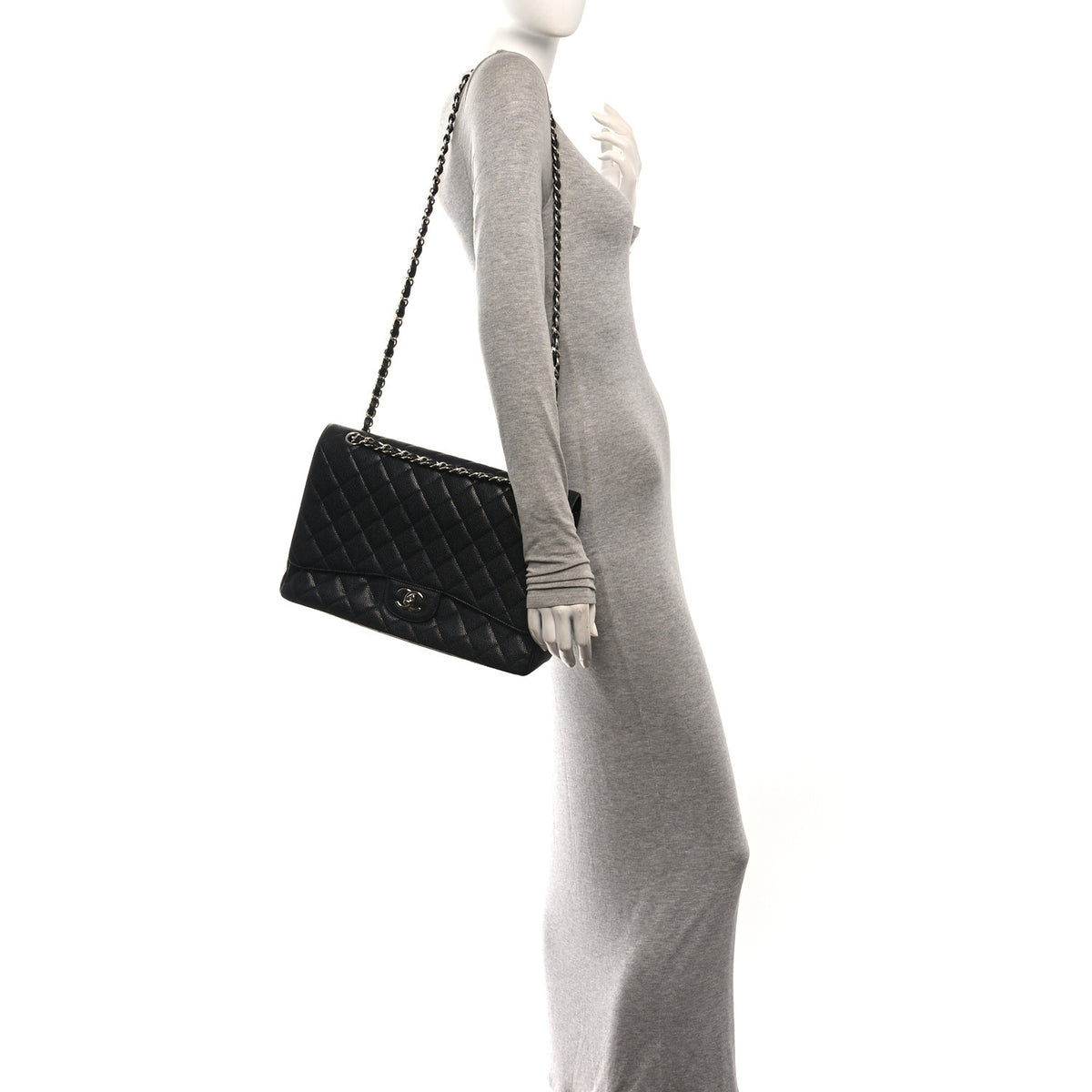 Caviar Quilted Maxi Single Flap Black