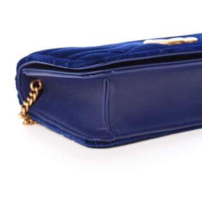 Gucci Velvet Matelasse GG Marmont Mini Bag Cobalt Blue 9 of 11