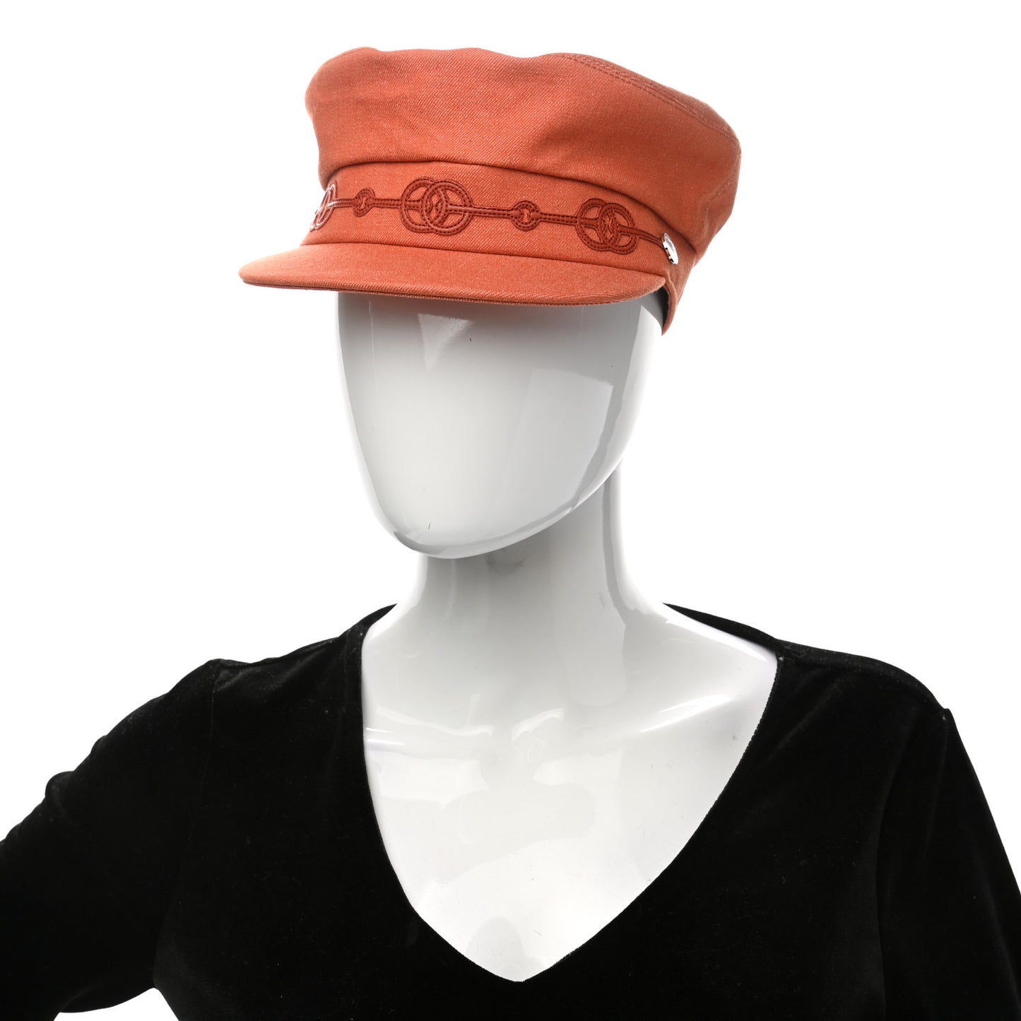 Double Linen Twill Casquette Cabourg Cliquetis Cap 56 Orange Meranti