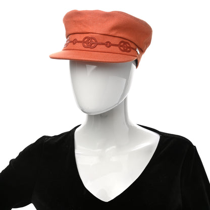 Hermes Double Linen Twill Casquette Cabourg Cliquetis Cap 56 Orange Meranti 2 of 9