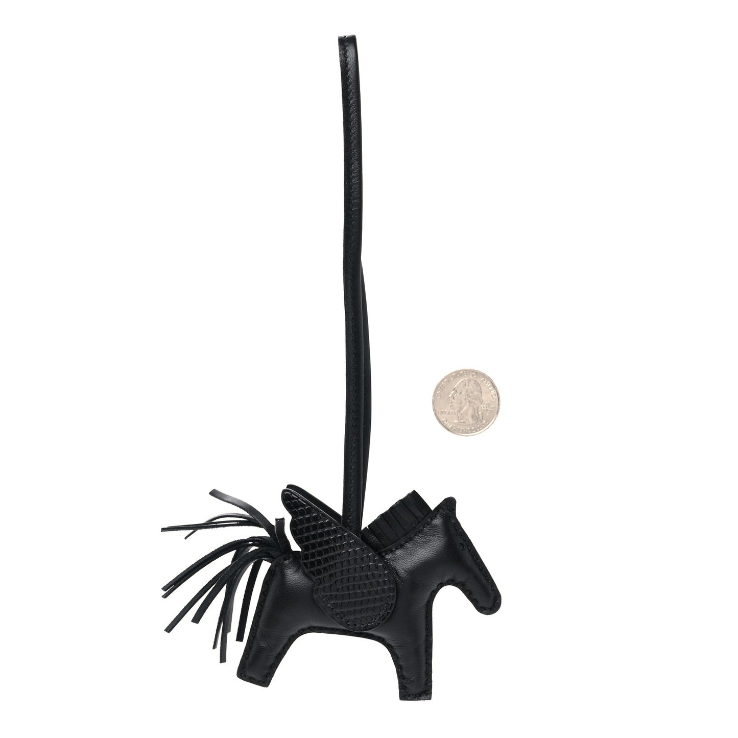 Milo Lambskin Lizard Touch Grigri Rodeo Pegase Horse Bag Charm PM So Black