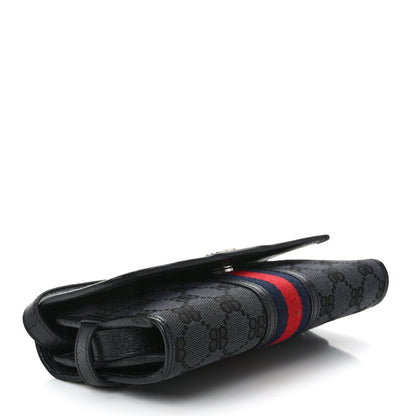 Gucci X BALENCIAGA BB Monogram Web Ophidia Crossbody Wallet Black 4 of 8