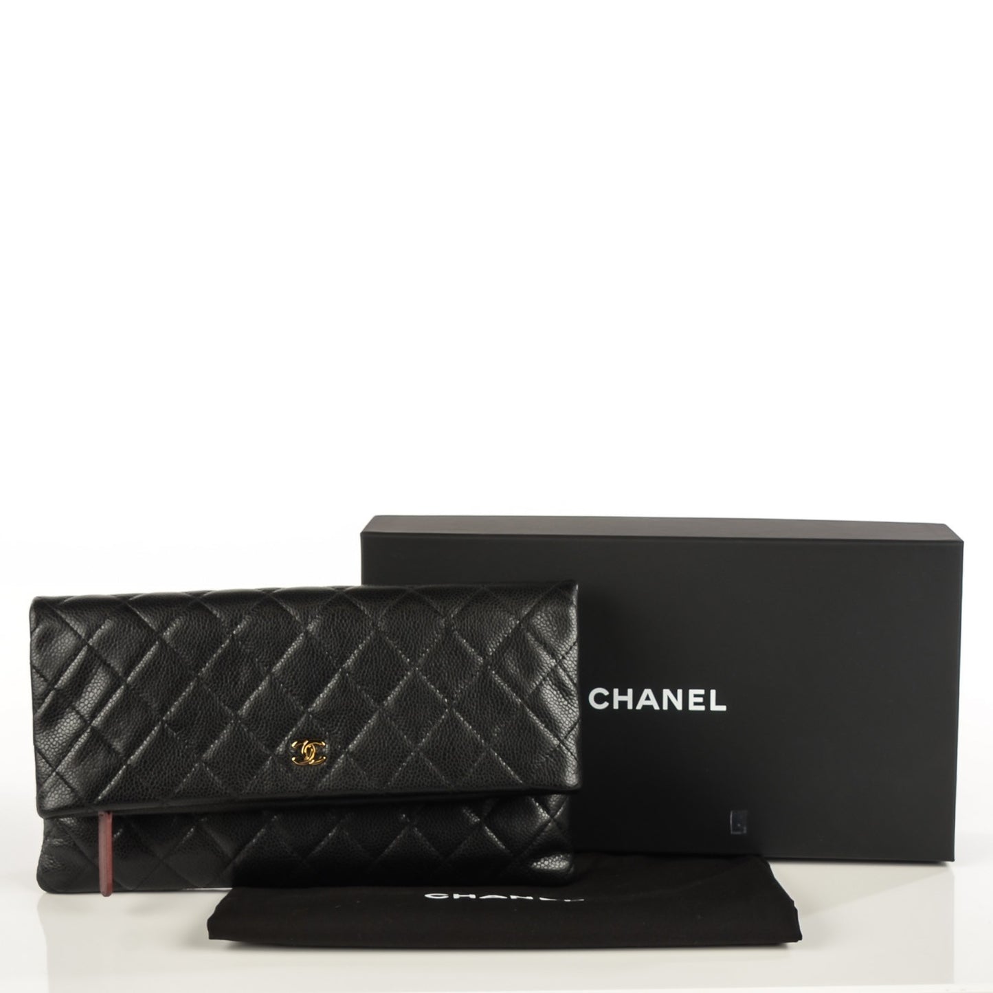 Caviar Quilted CC Beauty Clutch Black