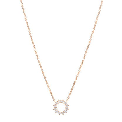 Tiffany 18K Rose Gold Diamond Mini Open Circle Pendant Necklace 1 of 4