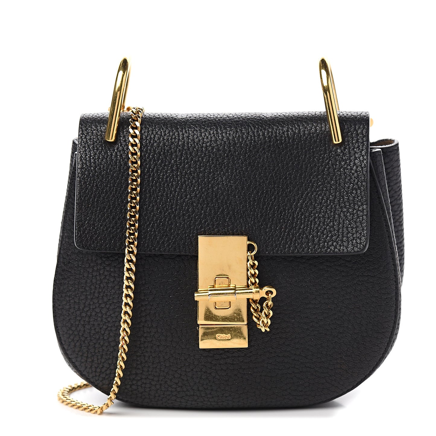 Grained Lambskin Mini Drew Shoulder Bag Black