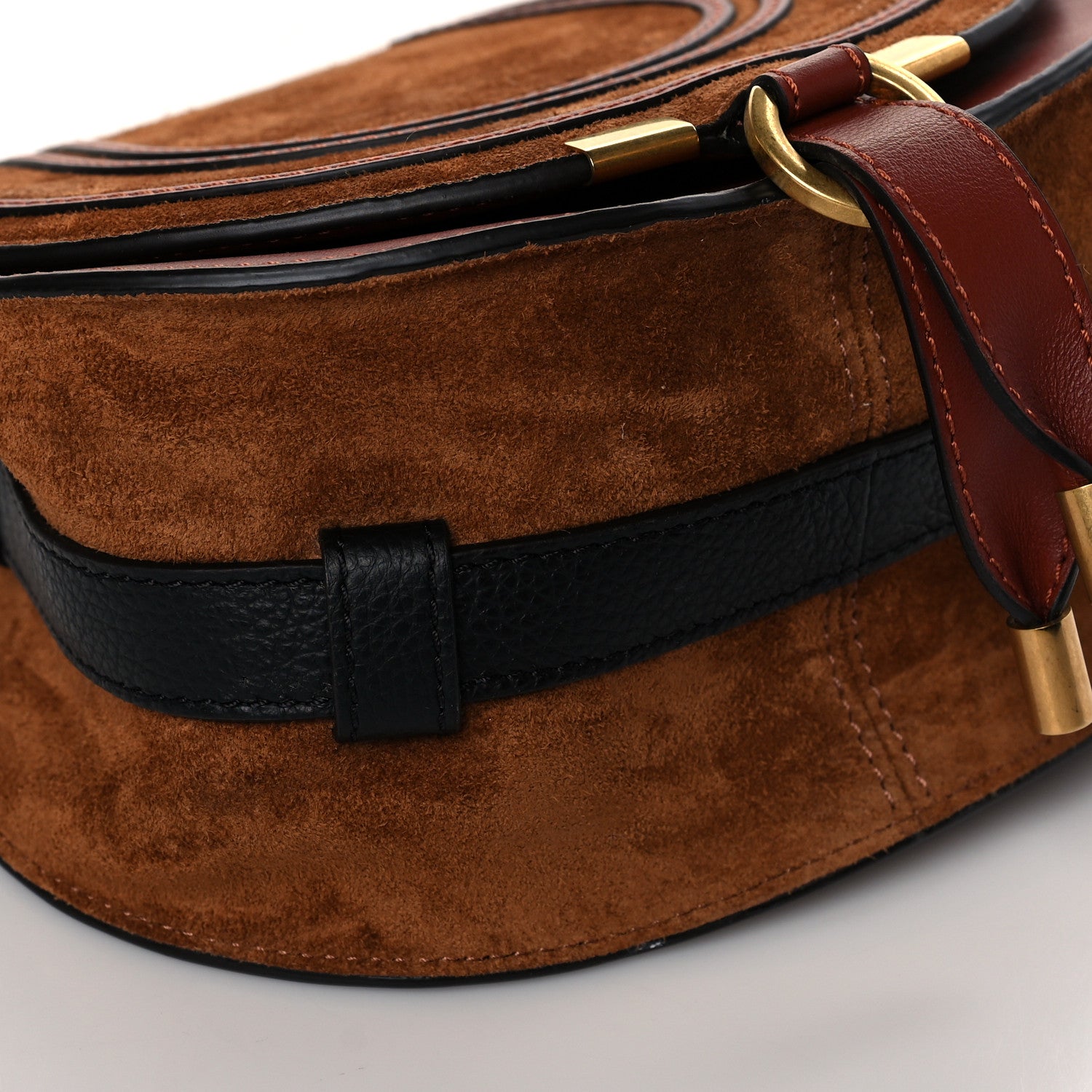Chloe Suede Calfskin Mini Marcie Round Crossbody Bag Tan 6 of 7