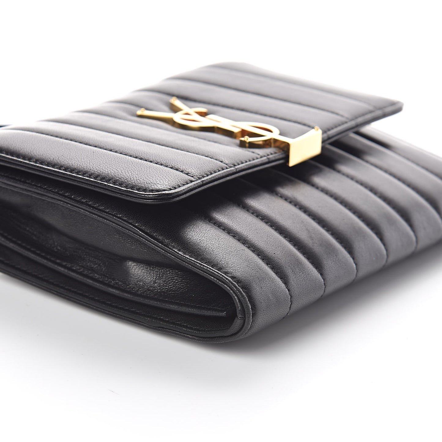 Lambskin Matelasse Monogram Vicky Chain Wallet Black