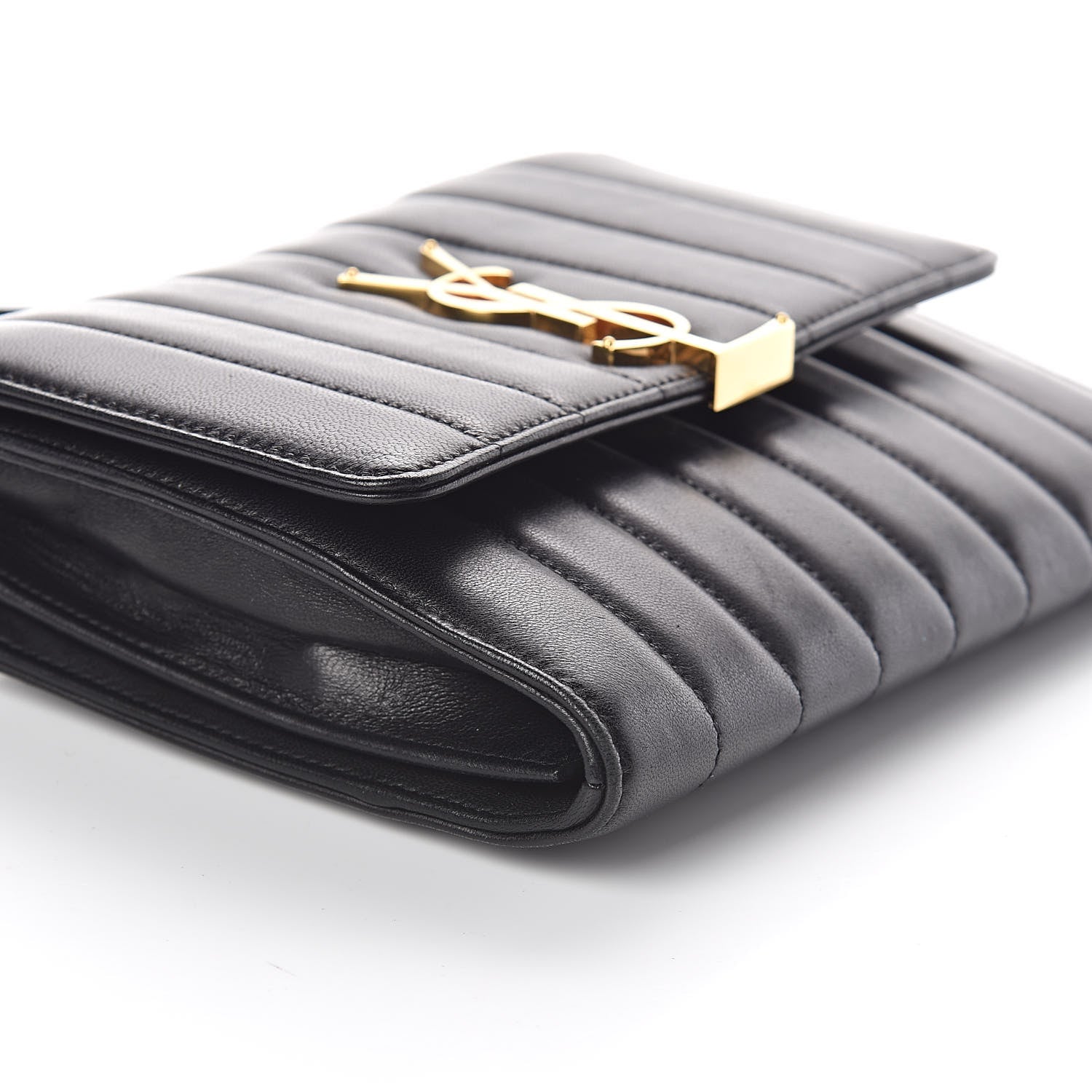 Saint Laurent Lambskin Matelasse Monogram Vicky Chain Wallet Black 9 of 10
