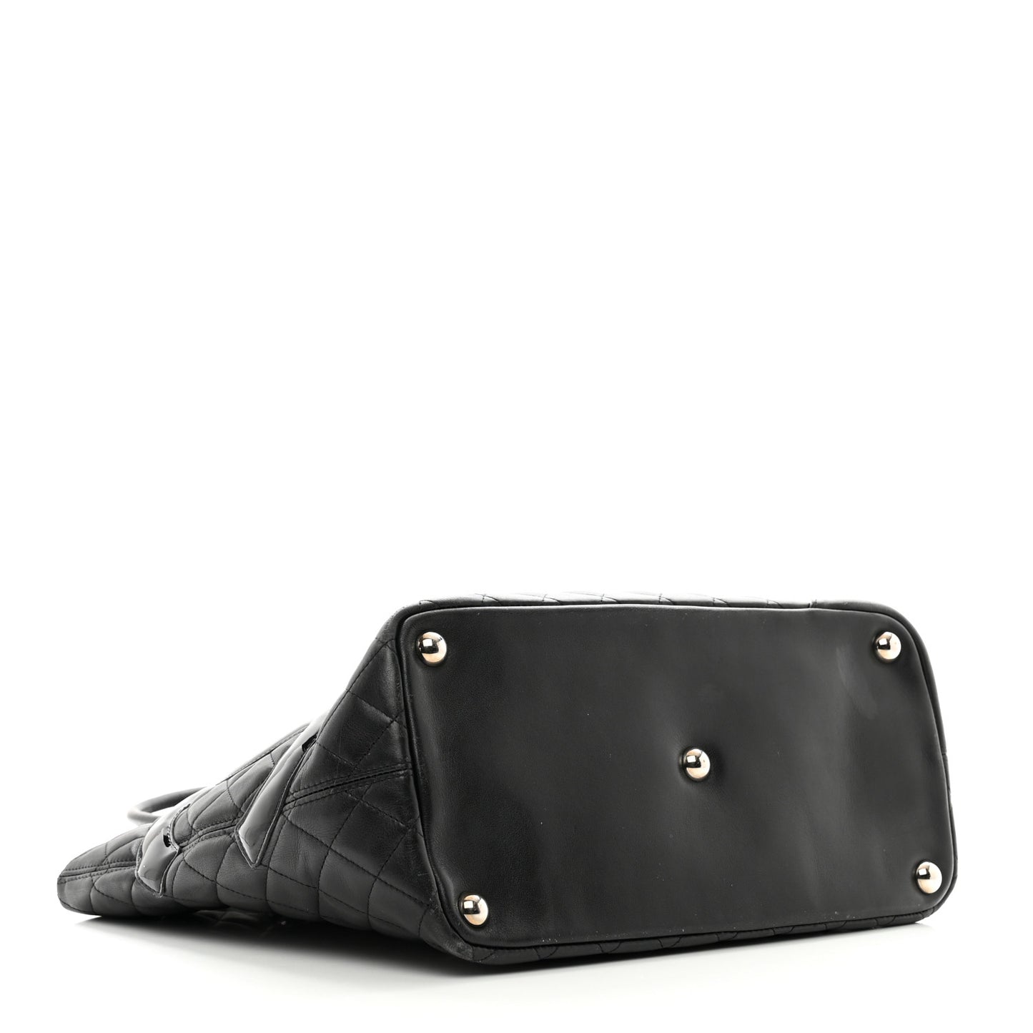 Calfskin Quilted Large Cambon Tote Black