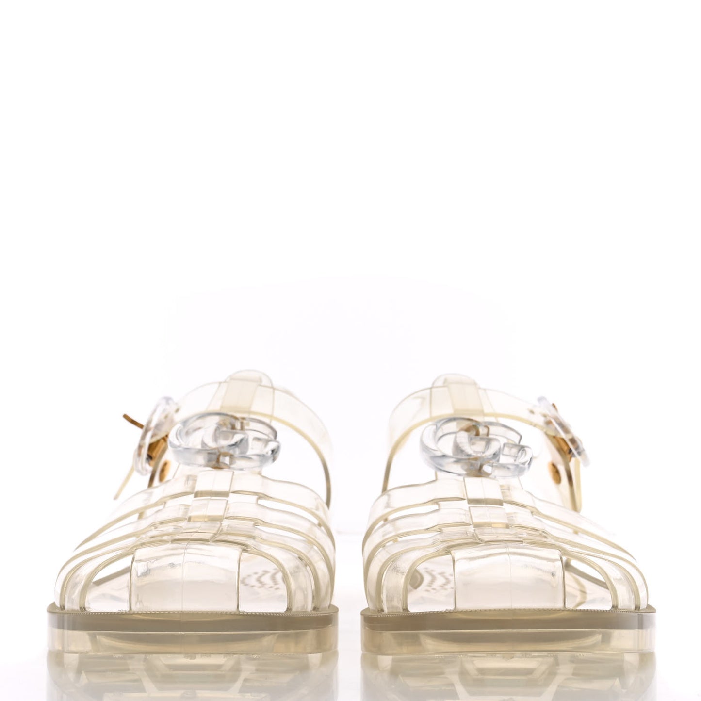Shiny Rubber Double G Buckle Strap Sandals 40 Transparent