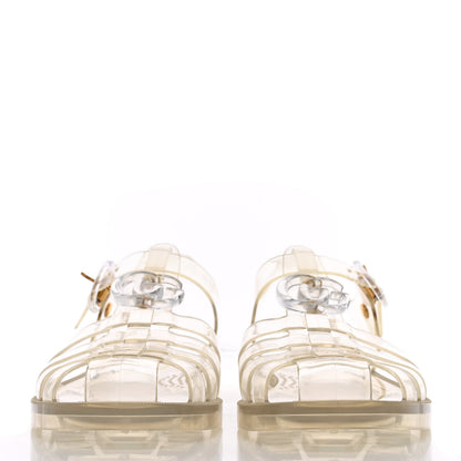 Gucci Shiny Rubber Double G Buckle Strap Sandals 40 Transparent 2 of 9