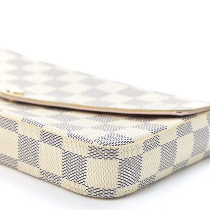 Louis Vuitton Damier Azur Pochette Felicie Chain Wallet Rose Ballerine 6 of 11