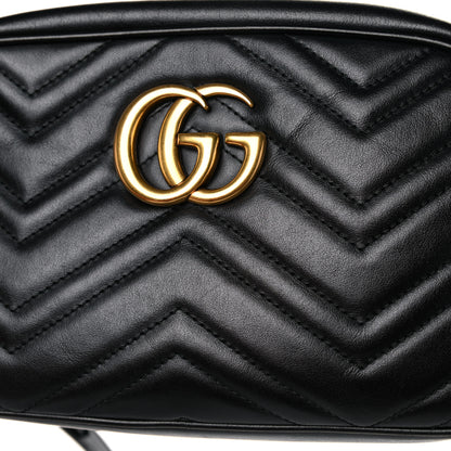 Gucci Calfskin Matelasse Small GG Marmont Chain Shoulder Bag Black 13 of 14