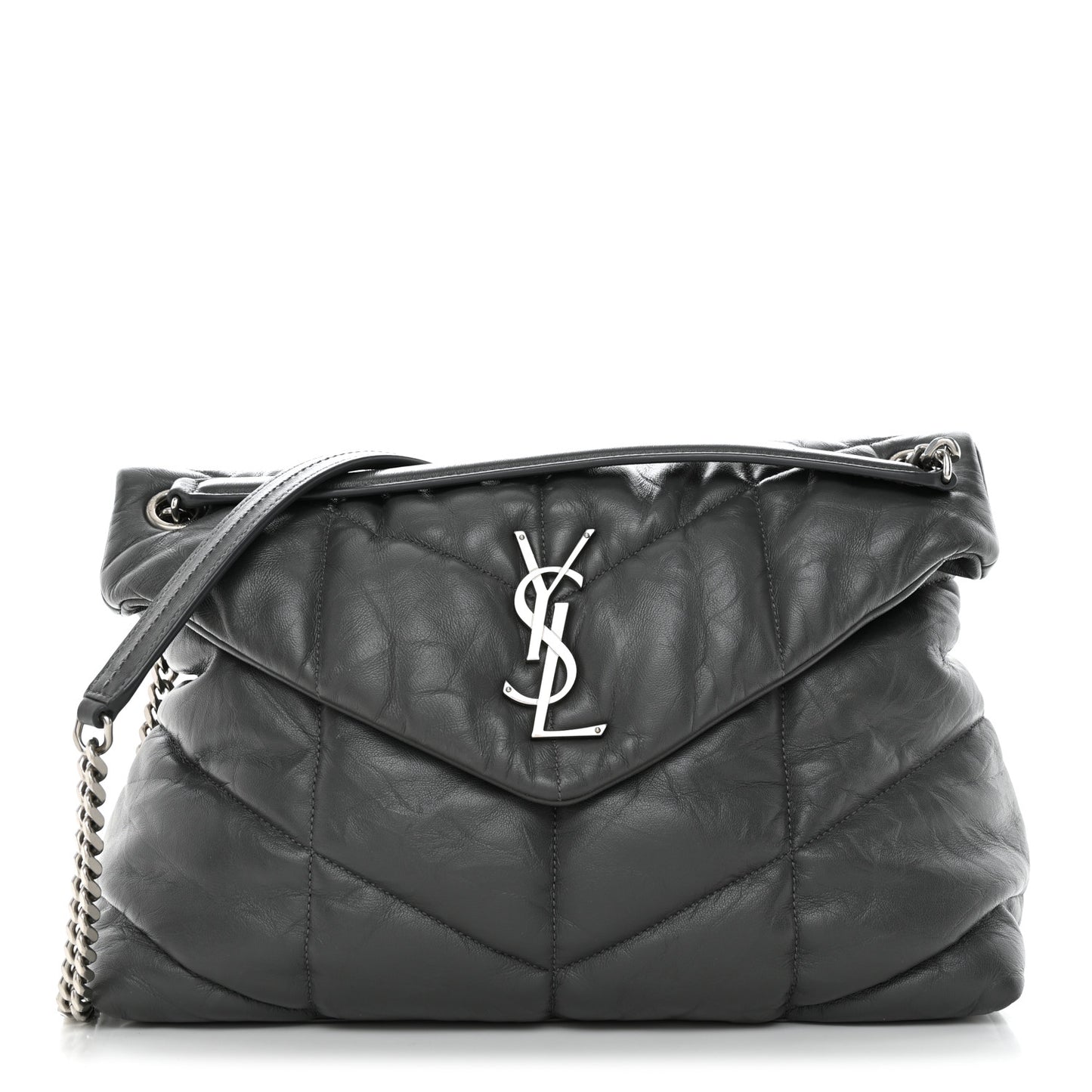 Calfskin Quilted Medium Loulou Puffer Monogram Chain Satchel Storm