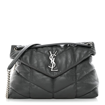 Saint Laurent Calfskin Quilted Medium Loulou Puffer Monogram Chain Satchel Storm 1 of 10
