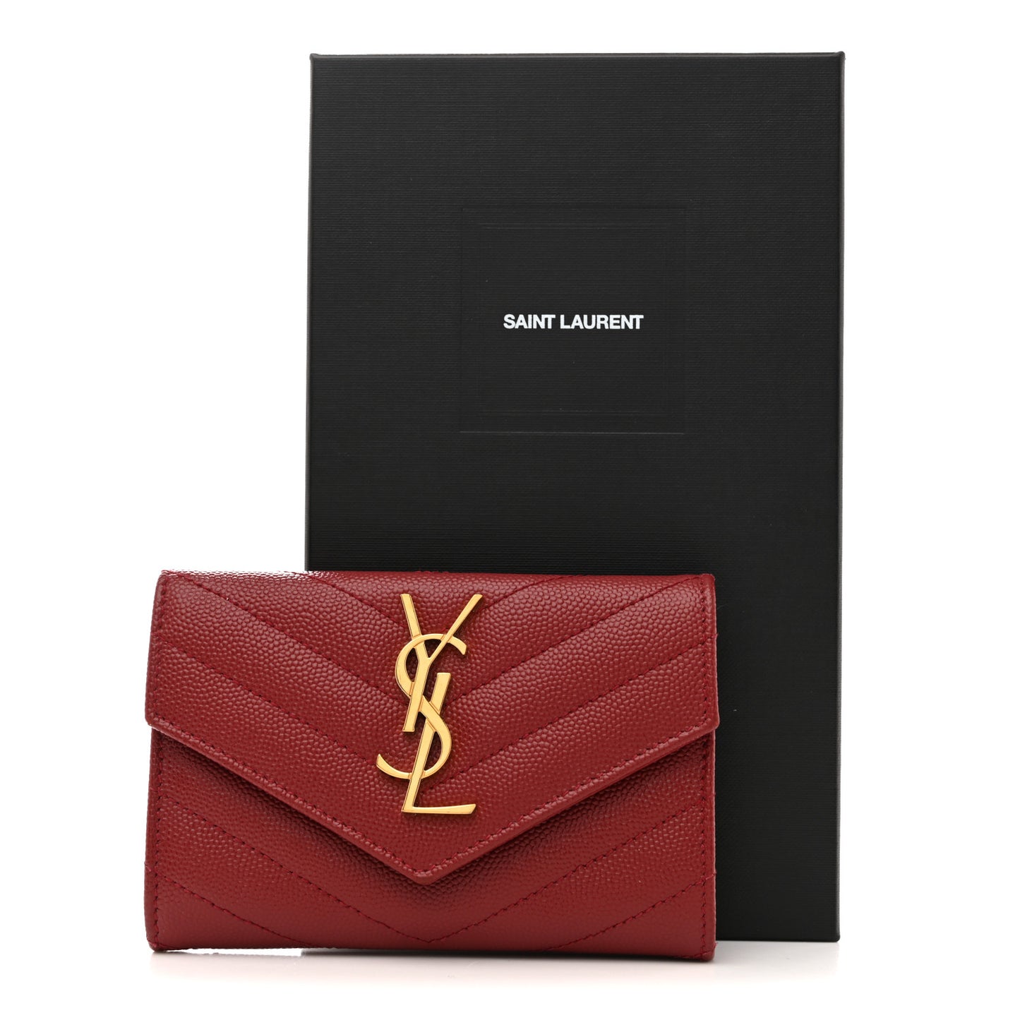 Grain De Poudre Matelasse Chevron Small Monogram Envelope Wallet Bordeaux