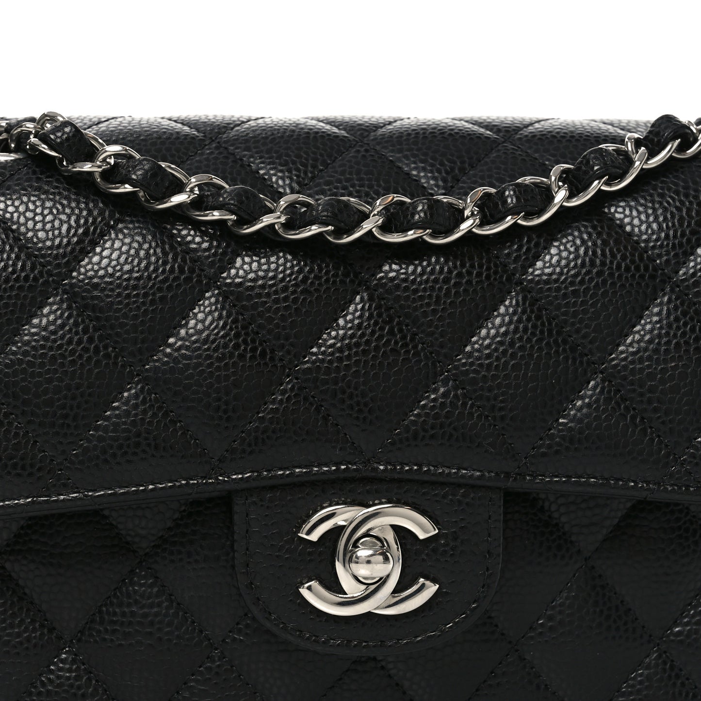 Caviar Quilted Small Double Flap Black