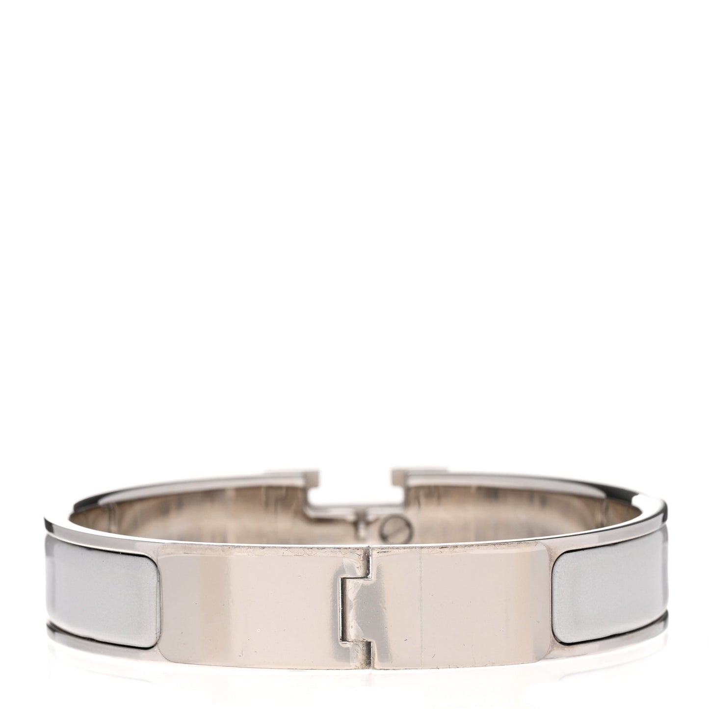 Enamel Narrow Clic Clac H Bracelet PM Blanc Gris Clair