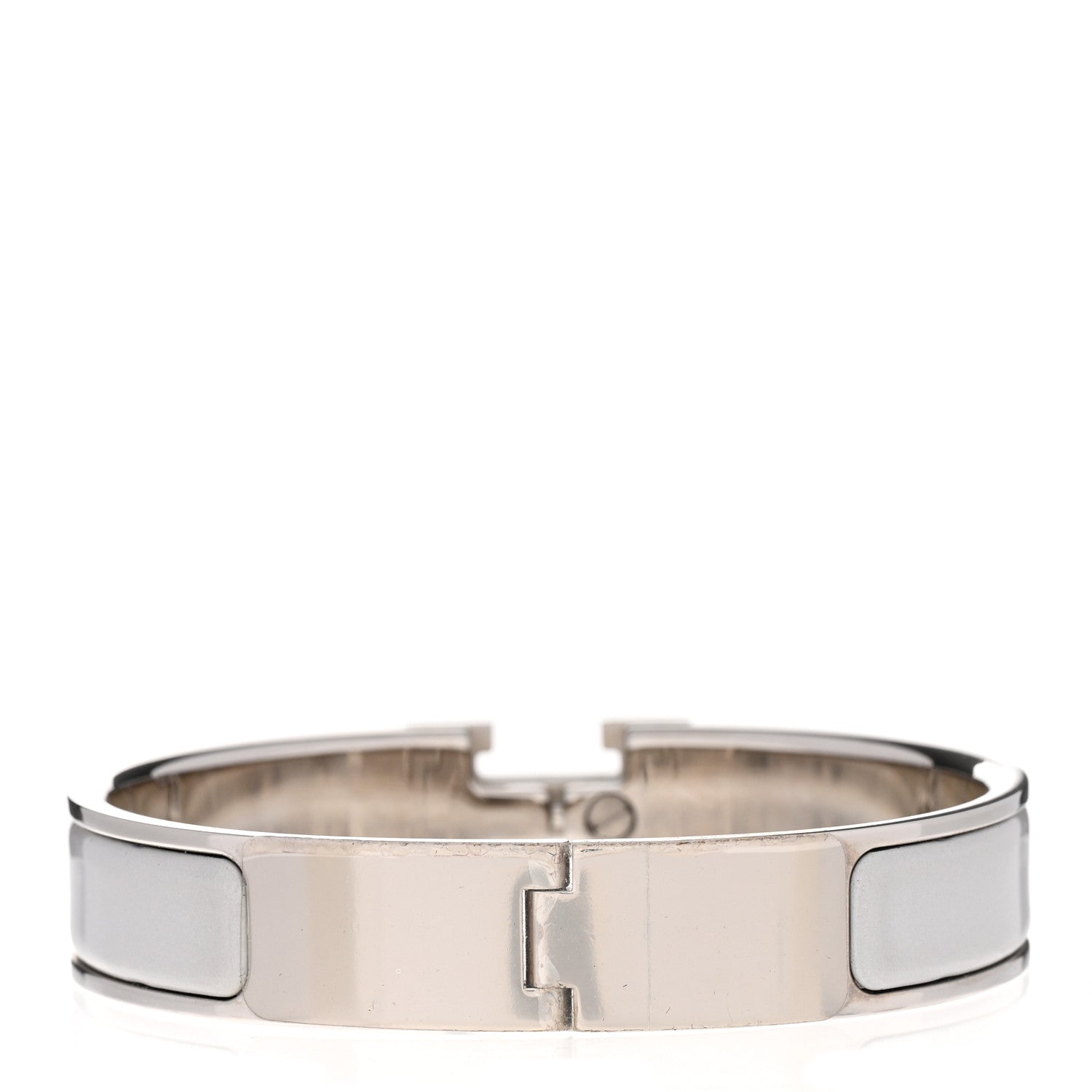 Hermes Enamel Narrow Clic Clac H Bracelet PM Blanc Gris Clair 3 of 5
